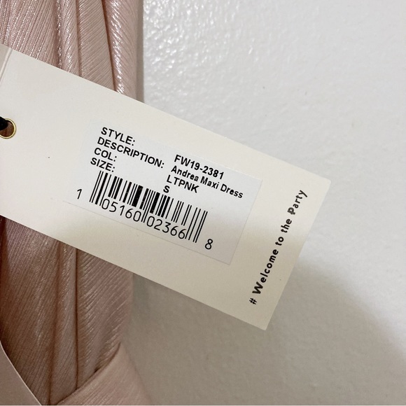Retrofete Andrea One Shoulder Lamé Gown Metallic Pink Belt Size S NWT *FLAW* - Picture 6 of 14